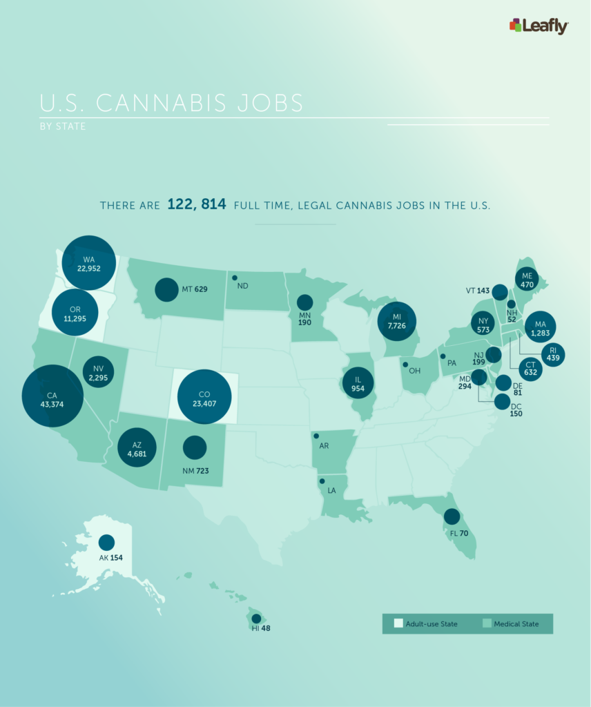 Mappa america posti lavoro cannabis